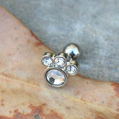 Surgical Steel Gemmed Animal Paw Cartilage Earring
