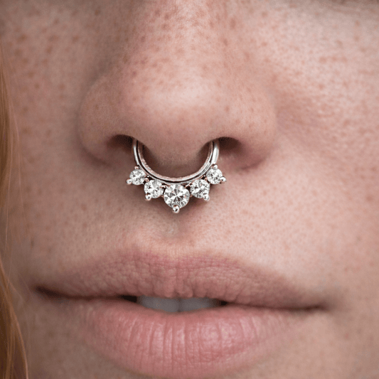 Surgical Steel Gemmed Princess Septum Clicker - Skin Metals