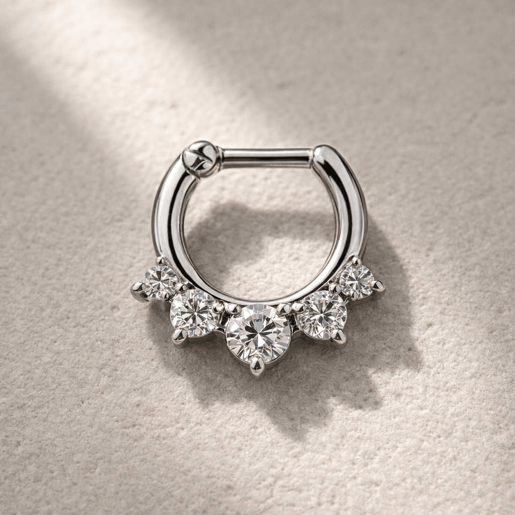 Surgical Steel Gemmed Princess Septum Clicker - Skin Metals