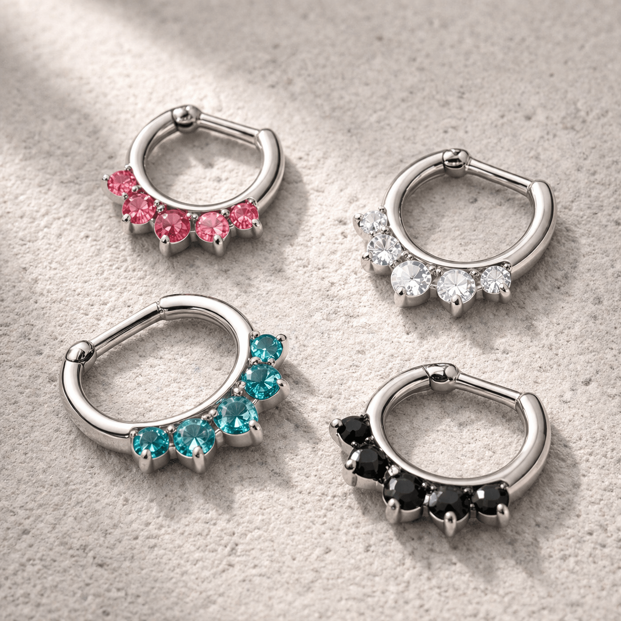 Surgical Steel Gemmed Princess Septum Clicker - Skin Metals