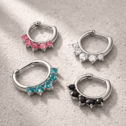 Surgical Steel Gemmed Princess Septum Clicker - Skin Metals