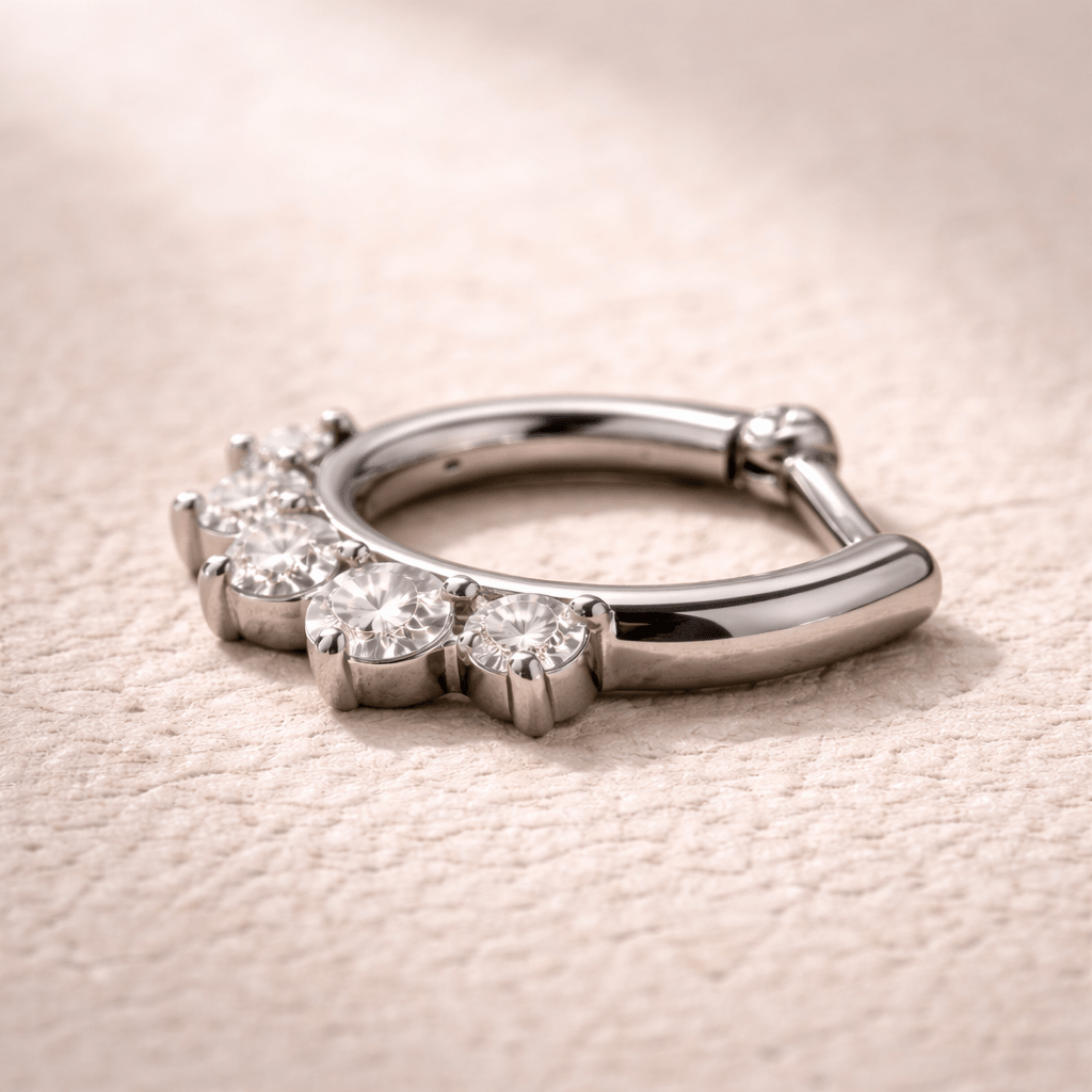 Surgical Steel Gemmed Princess Septum Clicker - Skin Metals