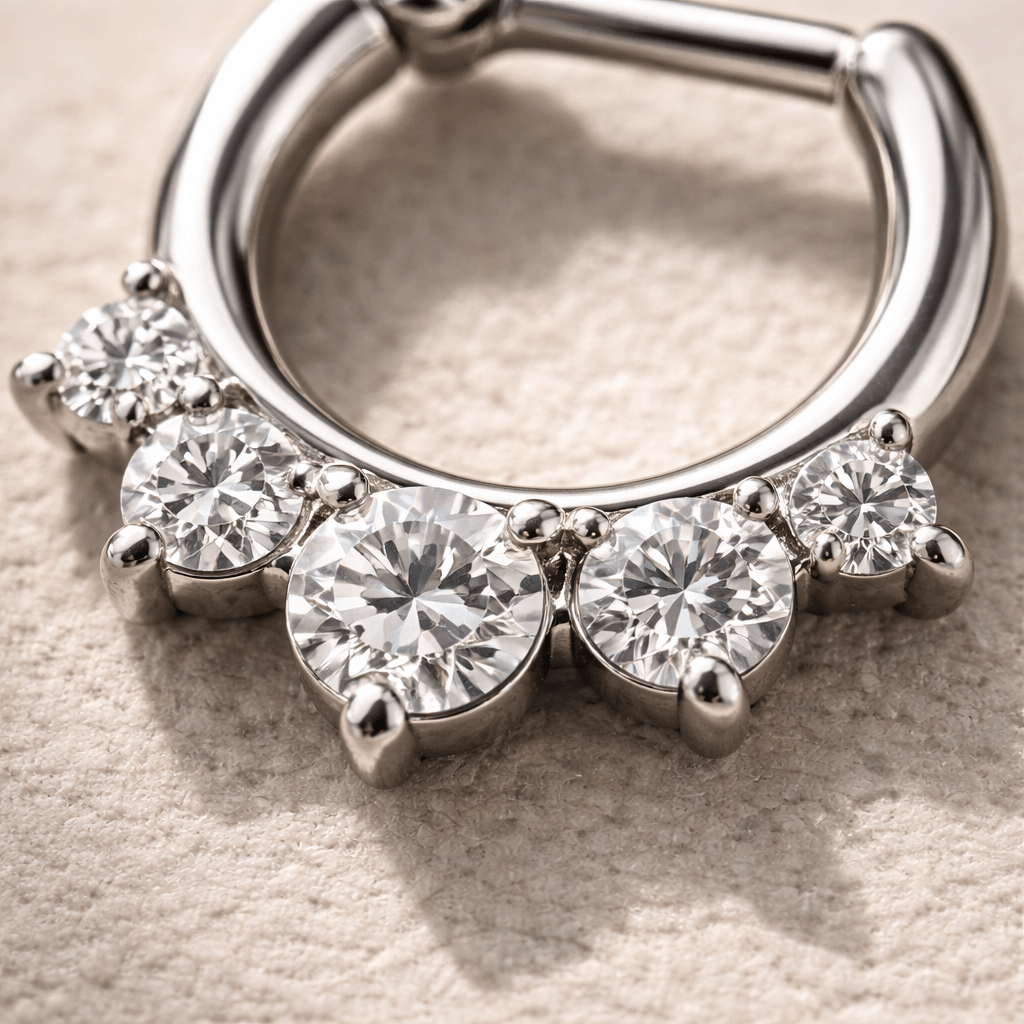 Surgical Steel Gemmed Princess Septum Clicker - Skin Metals