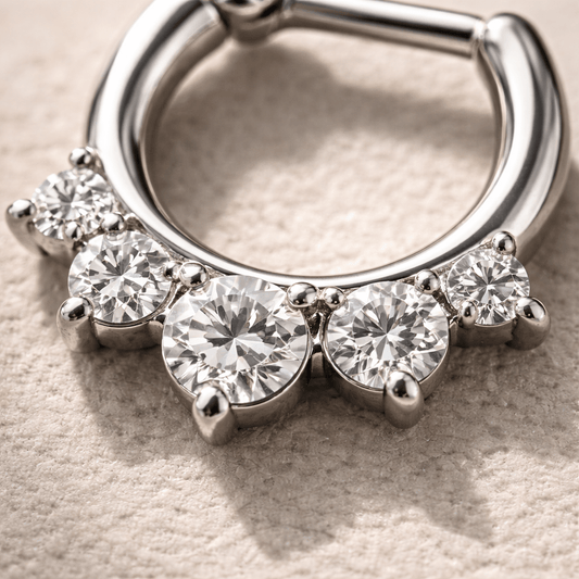Surgical Steel Gemmed Princess Septum Clicker - Skin Metals