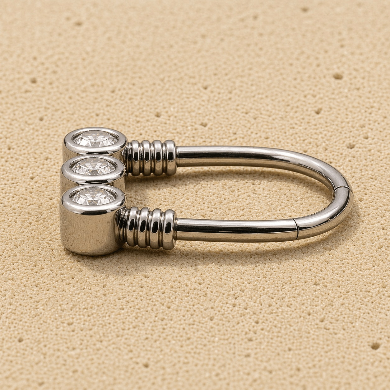 Surgical Steel Gemmed Trio Septum Clicker - Skin Metals
