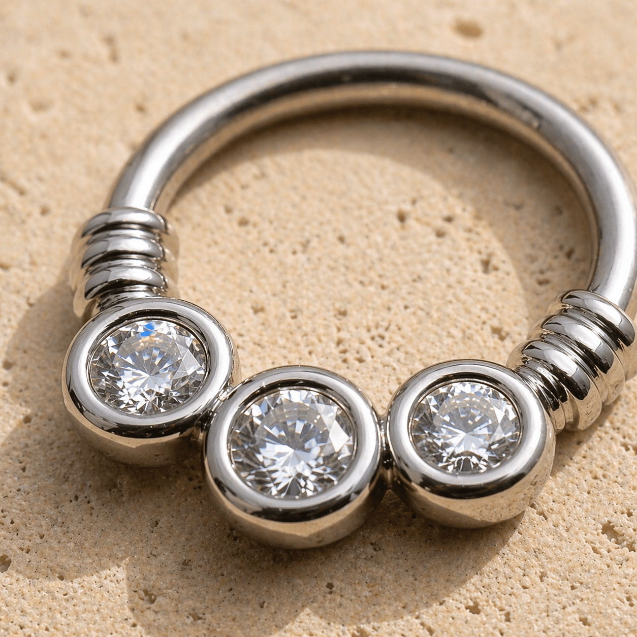 Surgical Steel Gemmed Trio Septum Clicker - Skin Metals