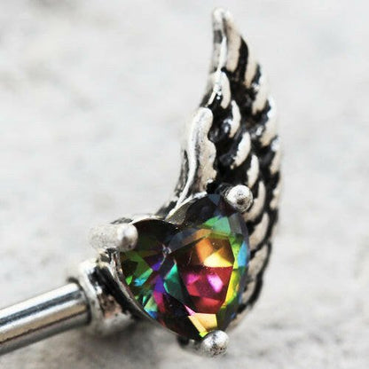 Surgical Steel Gothic Winged Heart Nipple Bar Nipple Ring Impulse Piercings