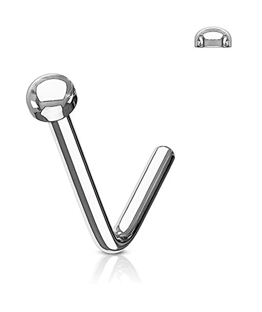 Surgical Steel Half Ball Dome Top L Bend Nose Stud Rings Nose Ring Impulse Piercings