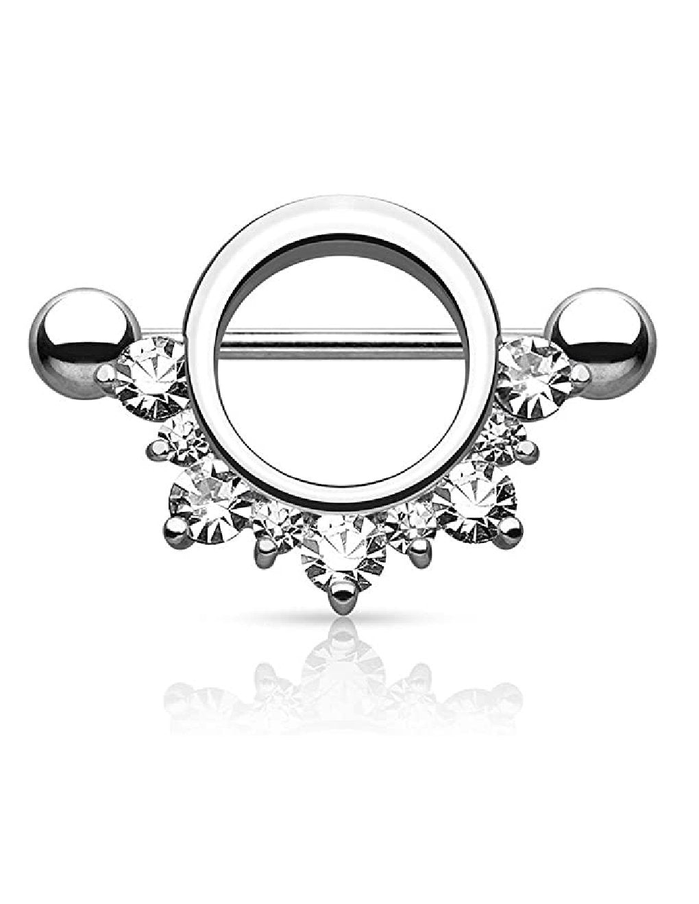 Surgical Steel Half Circle CZ Lined Nipple Shield Rings Nipple Ring Impulse Piercings Clear