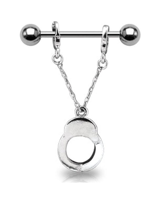 Surgical Steel Handcuff Dangle Nipple Shield Rings Nipple Ring Impulse Piercings