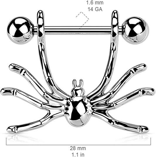 Surgical Steel Hanging Spider Nipple Shield Rings Nipple Ring Impulse Piercings