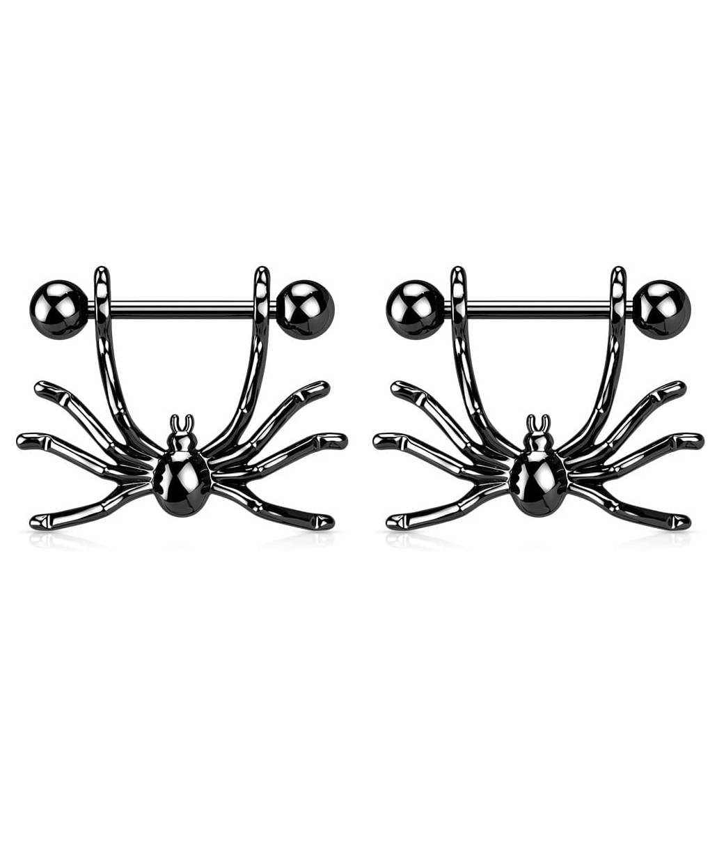 Surgical Steel Hanging Spider Nipple Shield Rings Nipple Ring Impulse Piercings Black