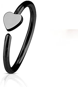 Surgical Steel Heart IP Plating over Nose Hoop Ring for Nose & Ear Cartilage Nose Ring Impulse Piercings Black