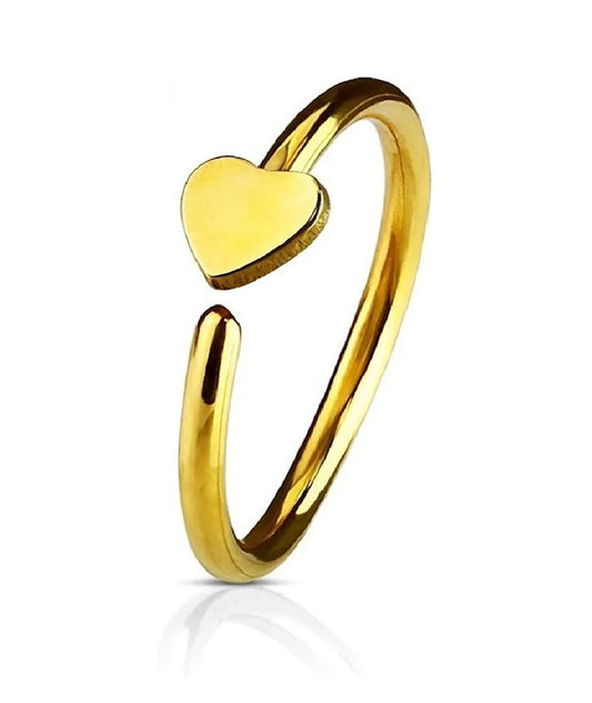 Surgical Steel Heart IP Plating over Nose Hoop Ring for Nose & Ear Cartilage Nose Ring Impulse Piercings Gold