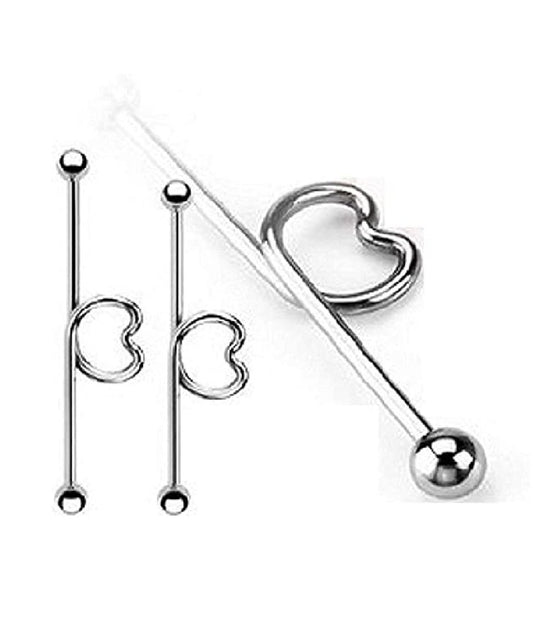 Surgical Steel Heart Loop Industrial Barbell Industrial Barbell Impulse Piercings 14GA Length: 1&1/4" (32mm)