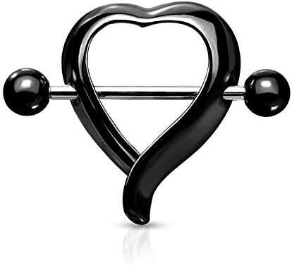 Surgical Steel Heart Shaped Nipple Shield Rings Nipple Ring Impulse Piercings Black