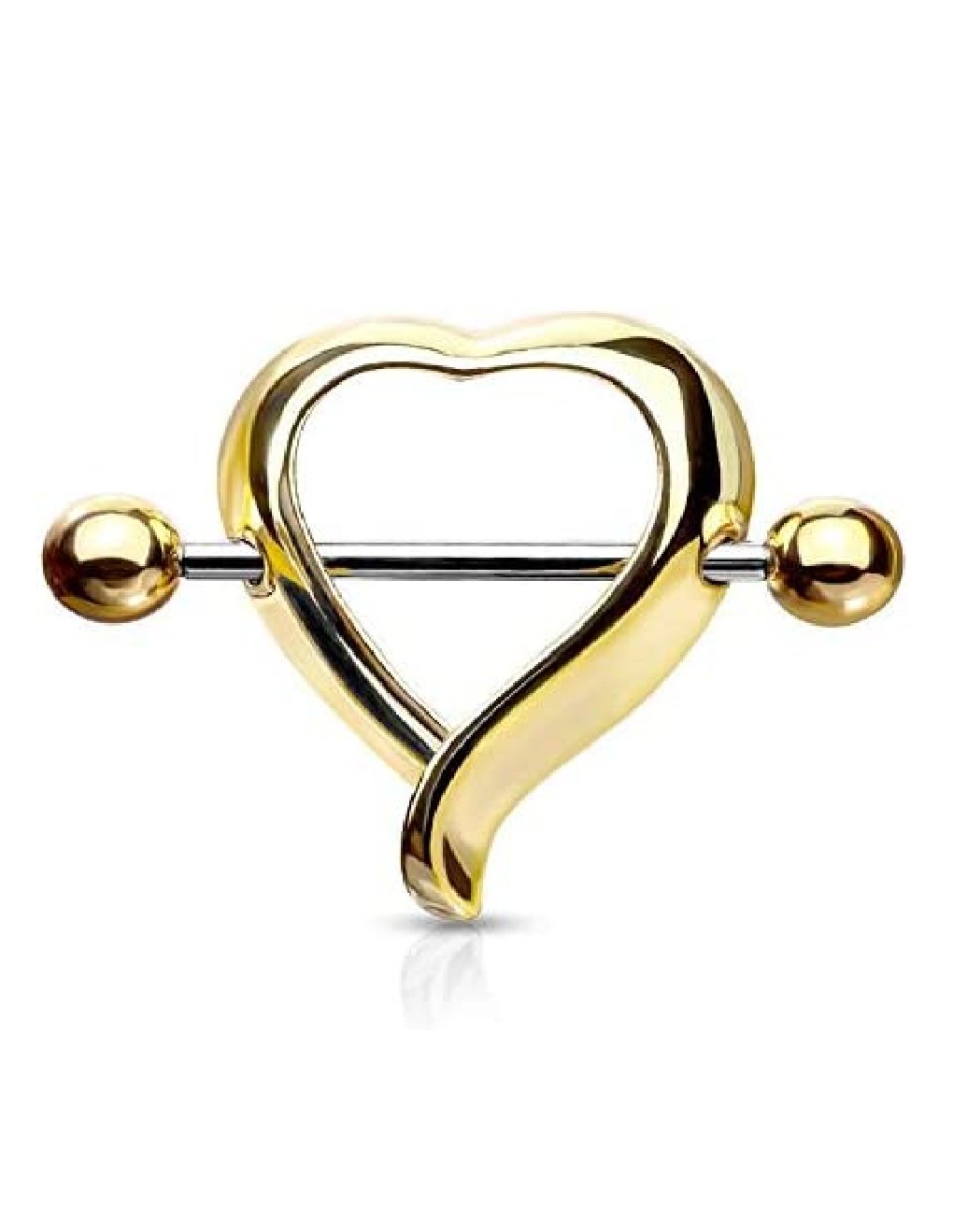 Surgical Steel Heart Shaped Nipple Shield Rings Nipple Ring Impulse Piercings Gold