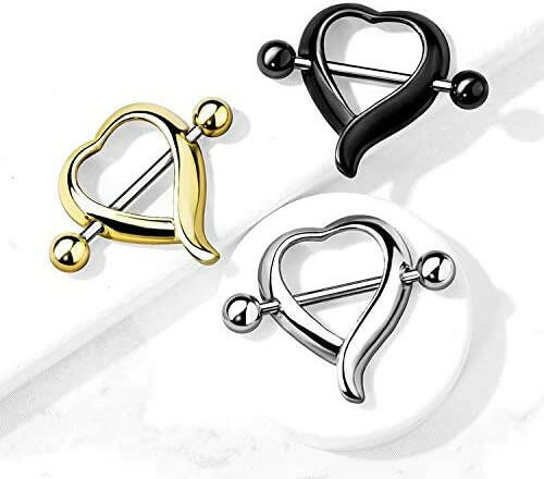 Surgical Steel Heart Shaped Nipple Shield Rings Nipple Ring Impulse Piercings