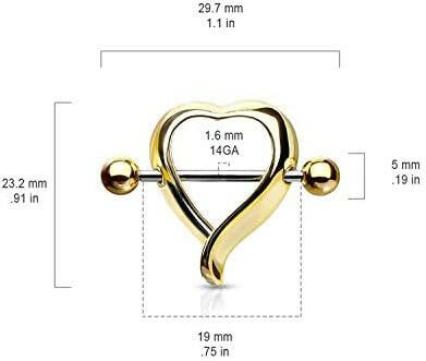 Surgical Steel Heart Shaped Nipple Shield Rings Nipple Ring Impulse Piercings