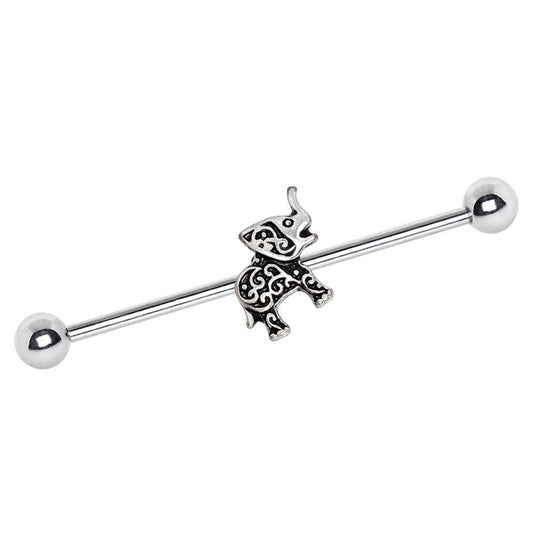 Surgical Steel Henna Elephant Industrial Barbell