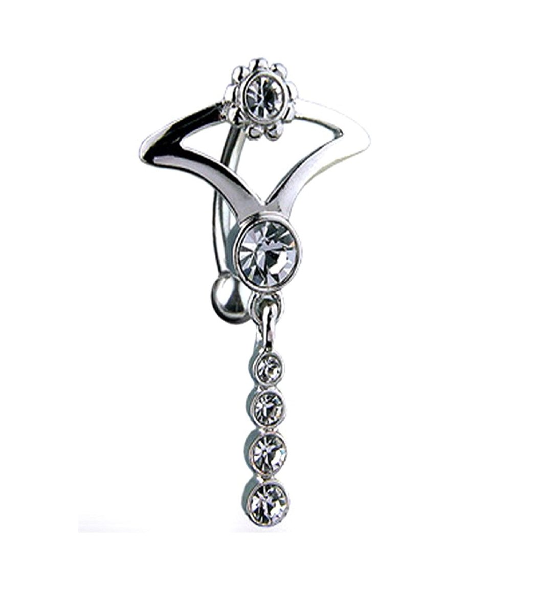 Surgical Steel Hinge with Tribal with CZ Belly Navel Ring Navel Ring Impulse Piercings