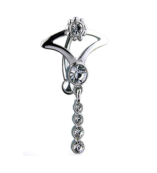 Surgical Steel Hinge with Tribal with CZ Belly Navel Ring Navel Ring Impulse Piercings