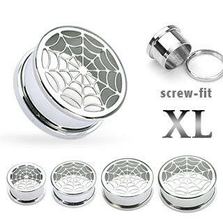 Surgical Steel Hollow Spider-Web Screw Fit Tunnels Plugs Impulse Piercings