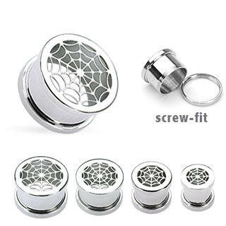 Surgical Steel Hollow Spider-Web Screw Fit Tunnels Plugs Impulse Piercings