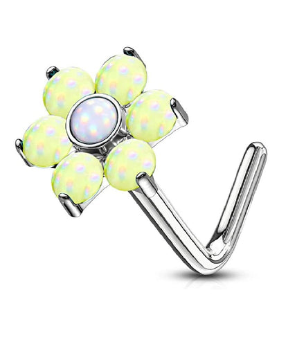 Surgical Steel Illuminating Stone Flower Top All L Bend Nose Rings Nose Ring Impulse Piercings