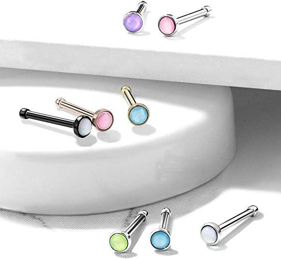 Surgical Steel Illuminating Stone Nose Bone Stud Rings Nose Ring Impulse Piercings