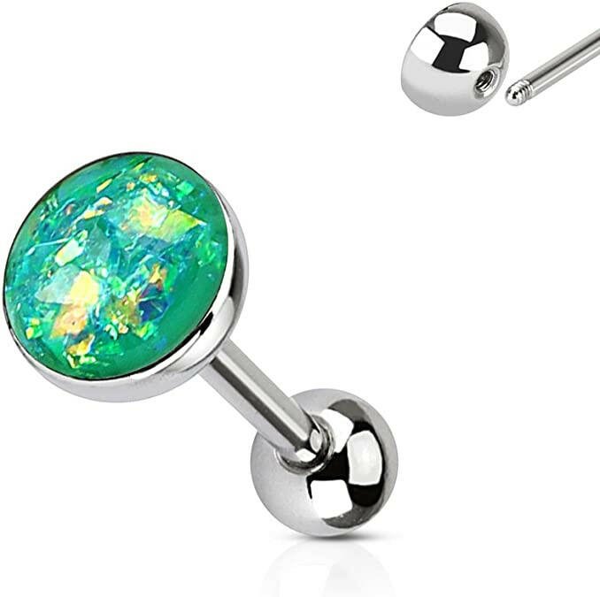 Surgical Steel Imitation Opal Barbells Barbell Impulse Piercings Green