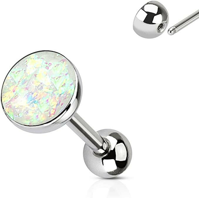 Surgical Steel Imitation Opal Barbells Barbell Impulse Piercings White