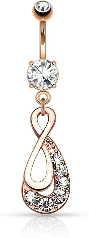 Surgical Steel Infinity Drop with Paved Gems Dangle Belly Navel Ring Navel Ring Impulse Piercings Rose Gold