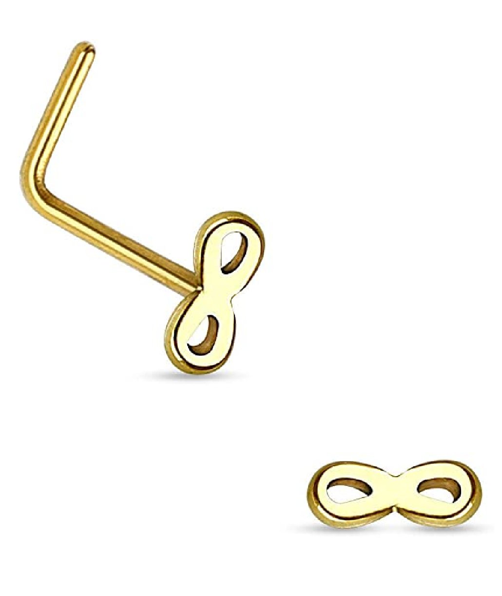 Surgical Steel Infinity Top L Shaped Nose Ring Nose Ring Impulse Piercings Gold