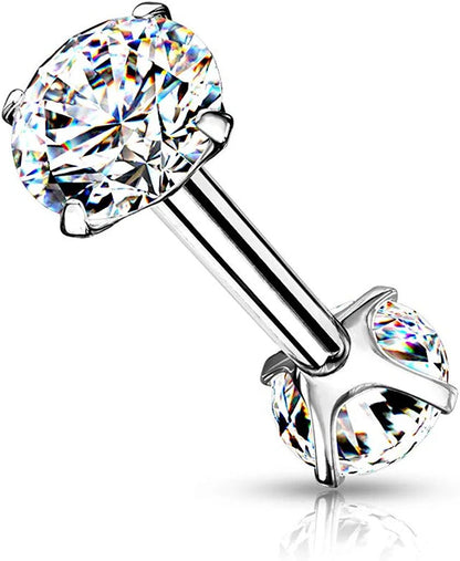 Surgical Steel Internally Threaded CZ On Both Ends Barbells Barbell Impulse Piercings 16GA Length: 8mm Clear