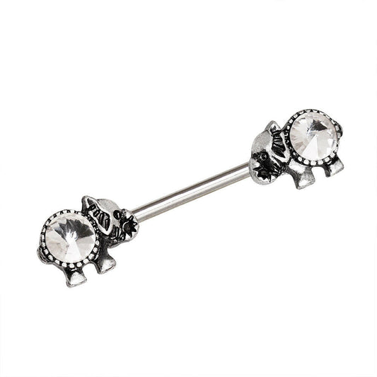 Surgical Steel Jeweled Elephant Nipple Bar