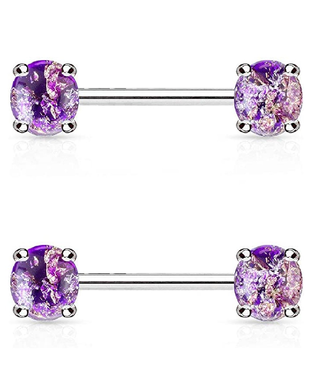 Surgical Steel Lava Glitter Nipple Barbell Rings Nipple Ring Impulse Piercings Purple