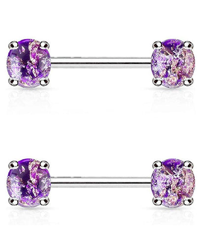 Surgical Steel Lava Glitter Nipple Barbell Rings Nipple Ring Impulse Piercings Purple