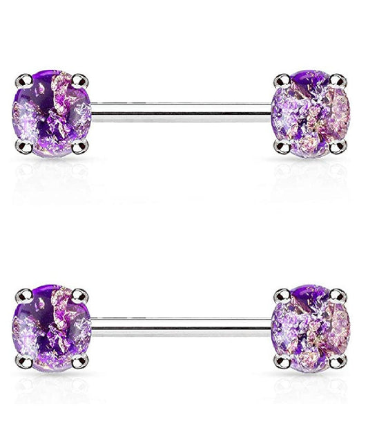 Surgical Steel Lava Glitter Nipple Barbell Rings Nipple Ring Impulse Piercings Purple