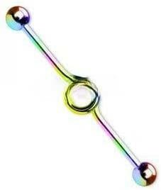 Surgical Steel Looped Titanium IP Industrial Barbell Industrial Barbell Impulse Piercings Rainbow