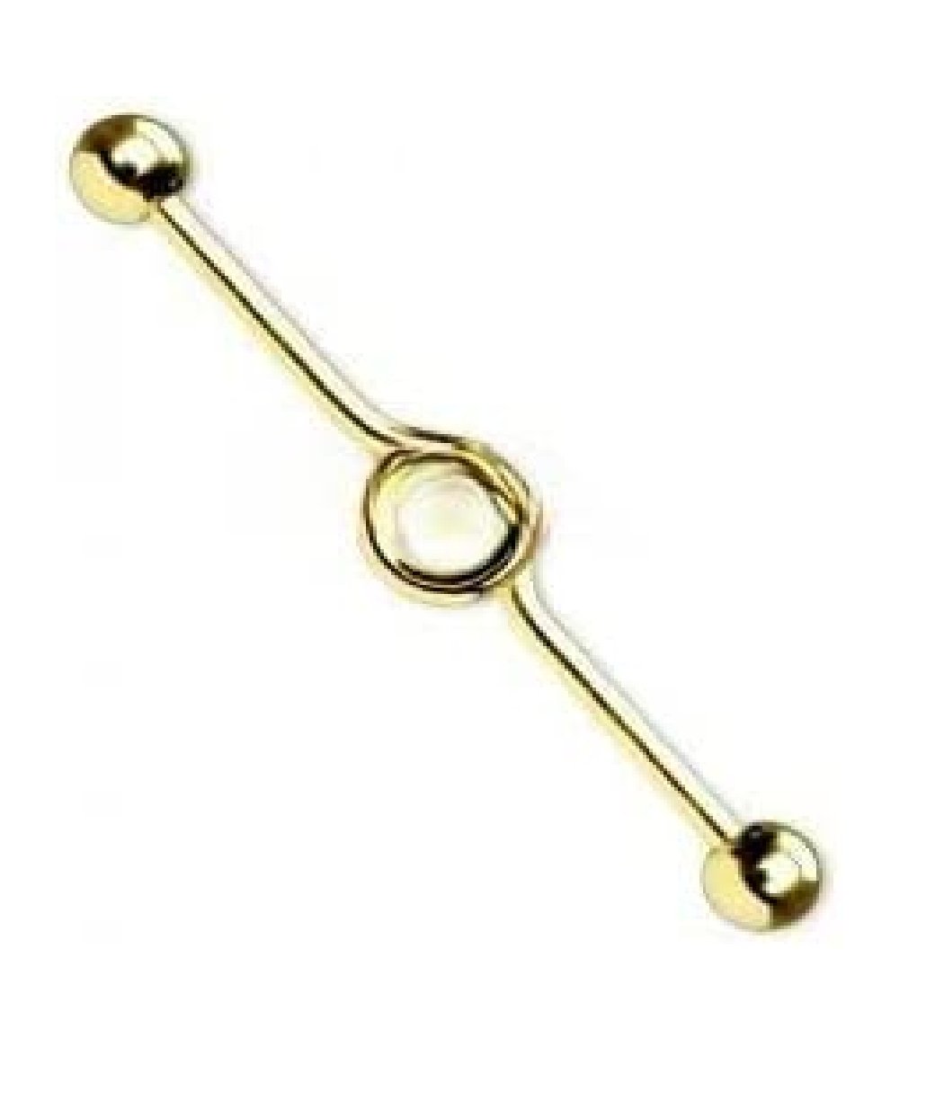 Surgical Steel Looped Titanium IP Industrial Barbell Industrial Barbell Impulse Piercings Gold