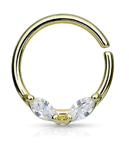 Surgical Steel Marquise CZs Bendable Septum Cartilage Hoop Ring Septum Ring Impulse Piercings Gold