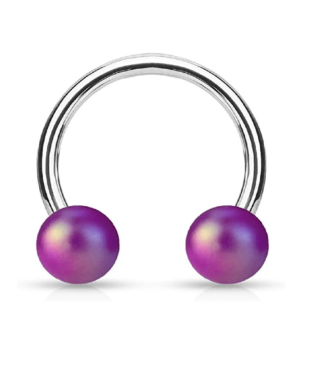 Surgical Steel Matte Finish Pearlish Ball Horseshoe Circular Barbell Circular Barbell Impulse Piercings Purple