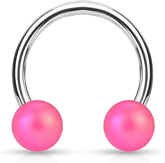 Surgical Steel Matte Finish Pearlish Ball Horseshoe Circular Barbell Circular Barbell Impulse Piercings Pink