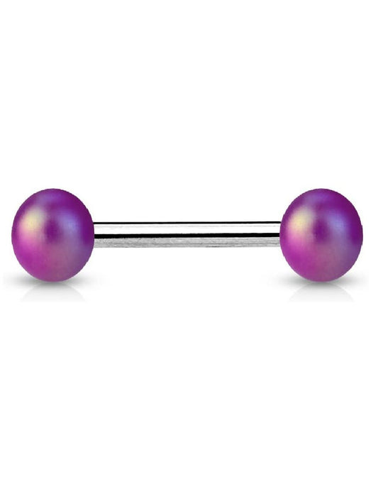 Surgical Steel Matte Finish Pearlish Ball Nipple Barbell Rings Nipple Ring Impulse Piercings Purple