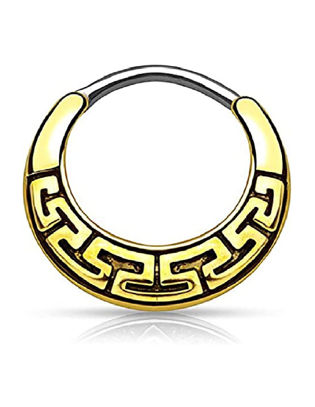 Surgical Steel Maze Tribal Fan Design Round Septum Clicker Septum Ring Impulse Piercings Antique Gold