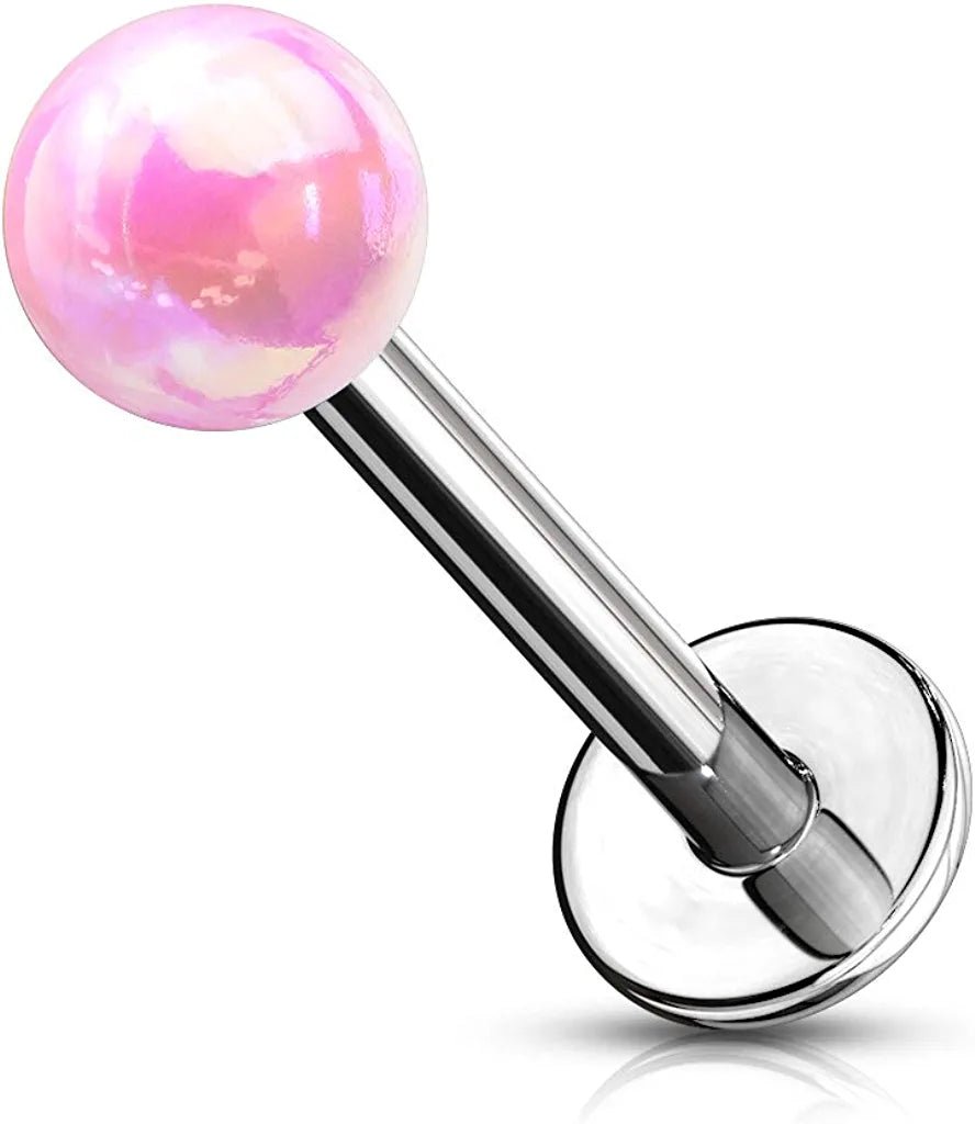 Surgical Steel Metallic AB Coating Balls Over Flat back Studs for Labret Monroe Cartilage Labret Impulse Piercings Pink