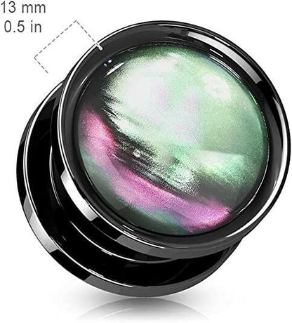 Surgical Steel Multi Color Shell Black Screw Fit Flesh Tunnel Plugs Plugs Impulse Piercings