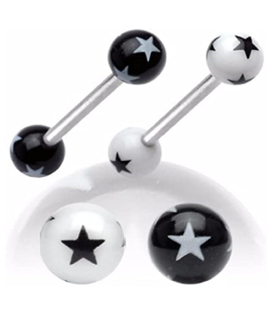 Surgical Steel Multi Star Acrylic Balls Barbells Barbell Impulse Piercings Black