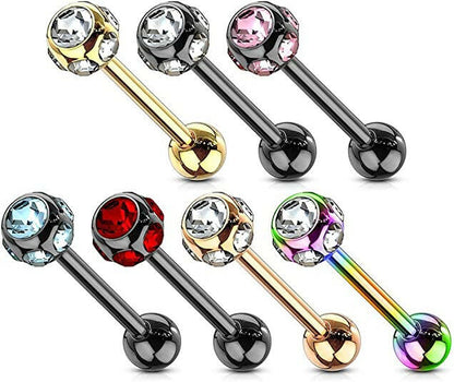 Surgical Steel Multiple Gem Ball Top IP Barbells Barbell Impulse Piercings